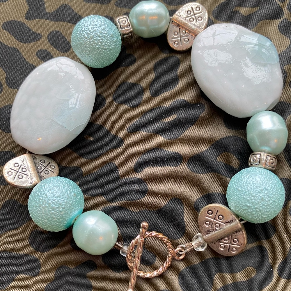 Blue beaded bracelet